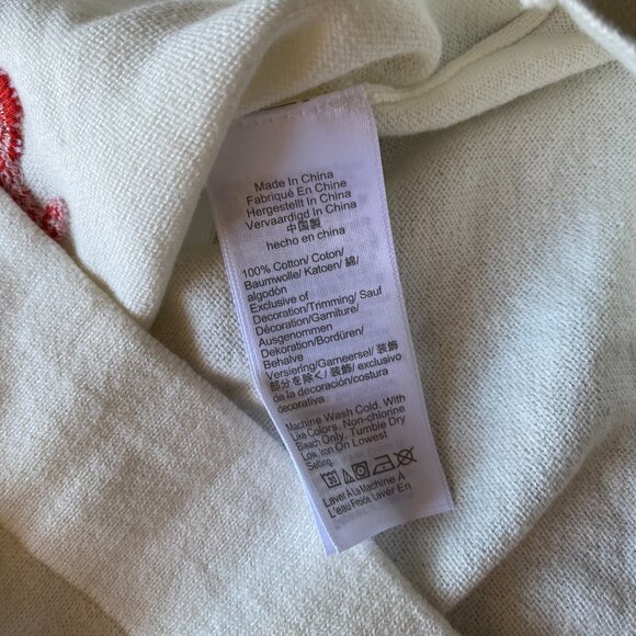 J Crew Lobster Teddie Sweater Cotton Size M Ivory Knit Crewneck - Picture 4 of 7